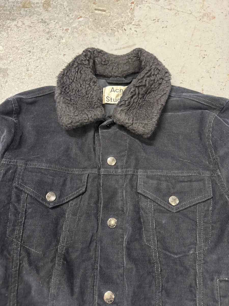 AW2016 Acne Studios Navy Corduroy Sherpa Jacket QIkhsPK 7