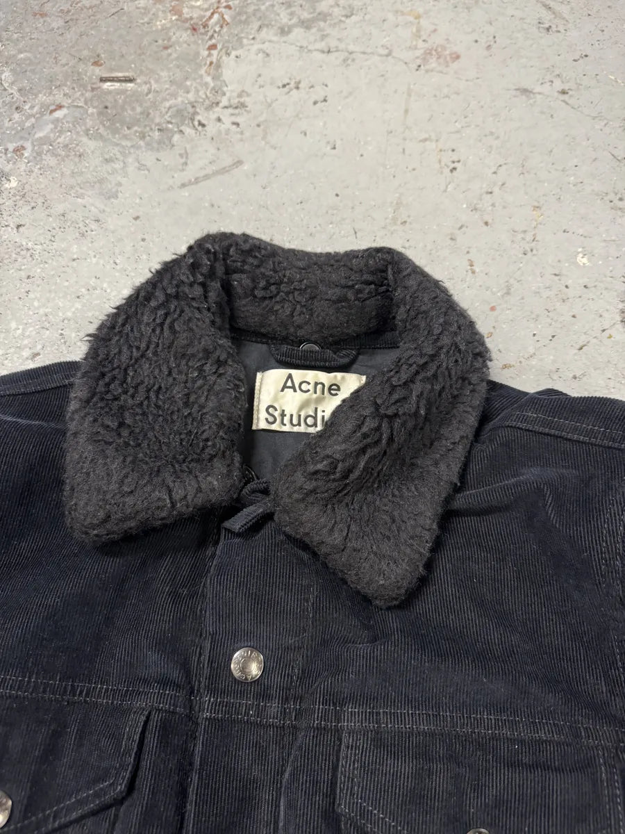 AW2016 Acne Studios Navy Corduroy Sherpa Jacket QIkhsPK 8