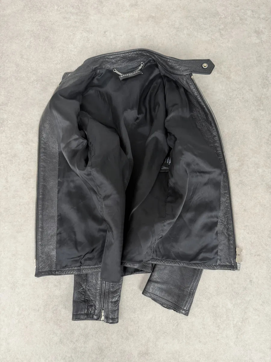 AW2016 Balenciaga Black Premium Biker Leather Jacket DflXNxf 4