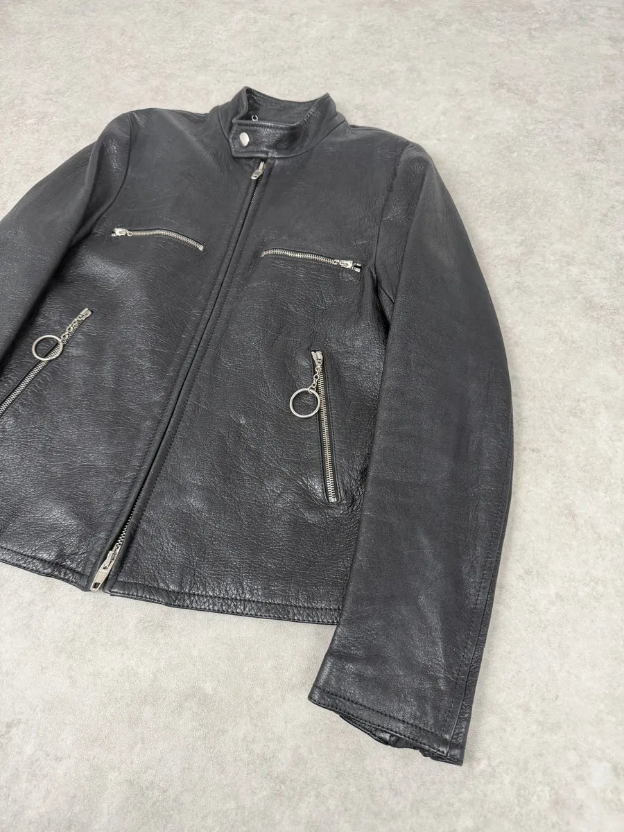 AW2016 Balenciaga Black Premium Biker Leather Jacket DflXNxf 6