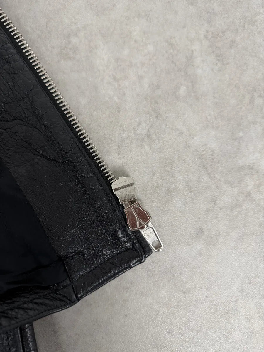 AW2016 Balenciaga Black Premium Biker Leather Jacket DflXNxf 7