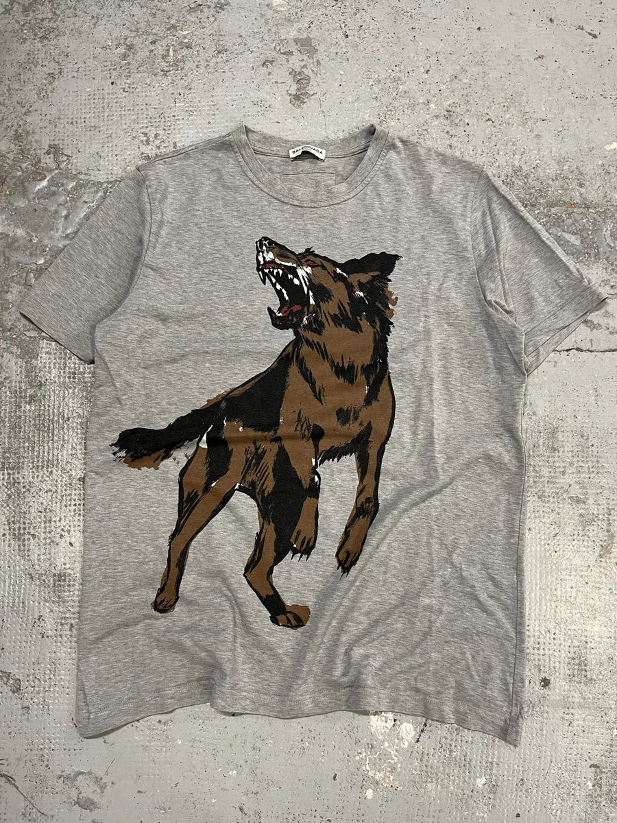 AW2016 Balenciaga Howling Wolf Grey T-Shirt  rLTrDFx 0