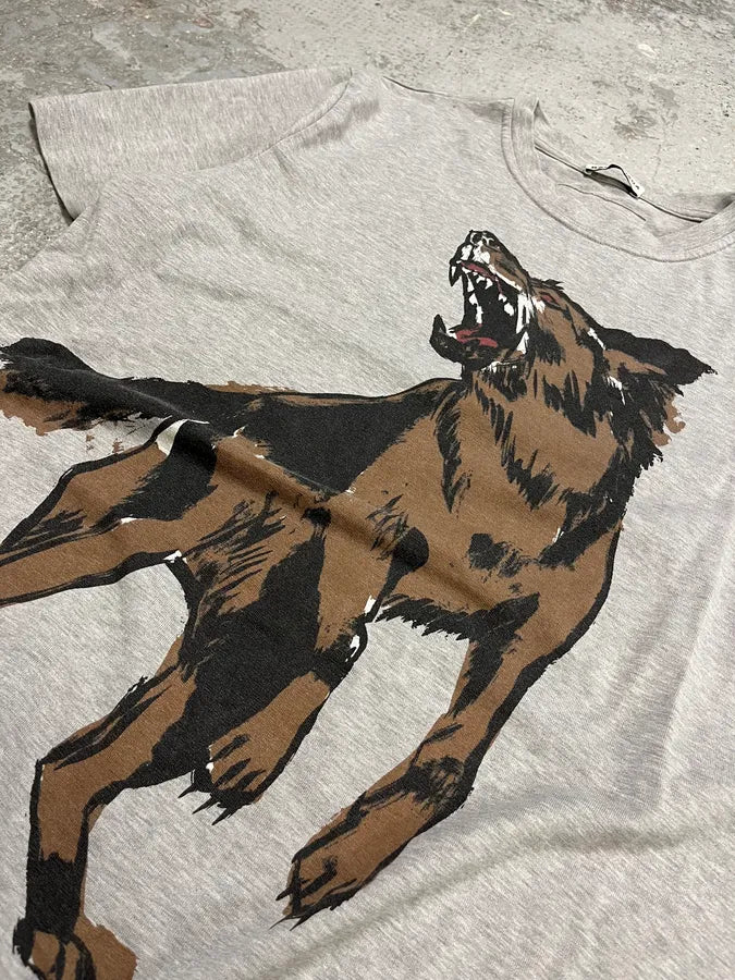 AW2016 Balenciaga Howling Wolf Grey T-Shirt  rLTrDFx 5