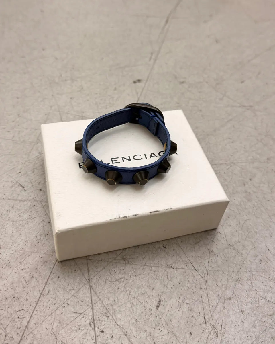 AW2016 Balenciaga Navy Leather Studded Bracelet zjdDkyV 1