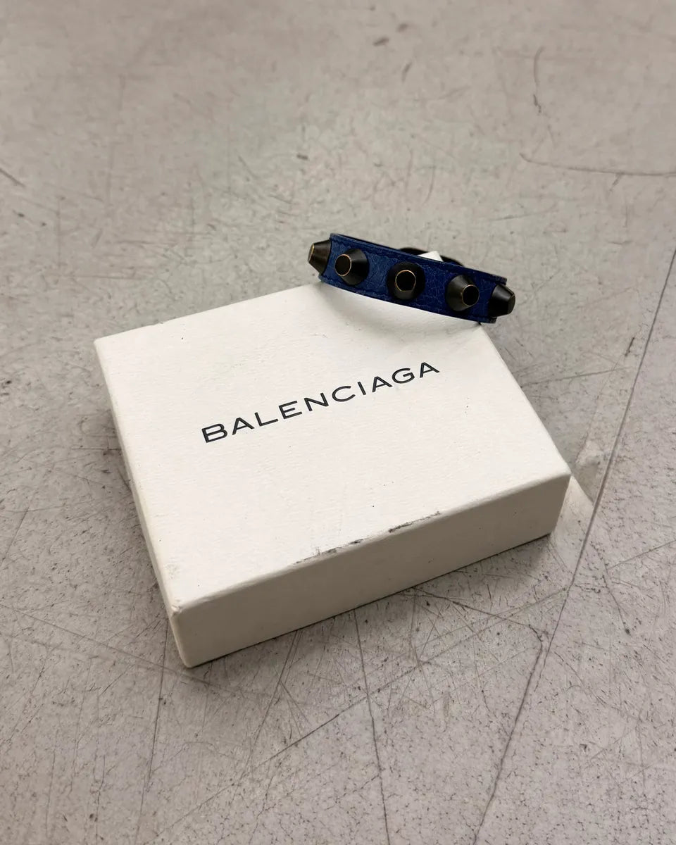 AW2016 Balenciaga Navy Leather Studded Bracelet zjdDkyV 3