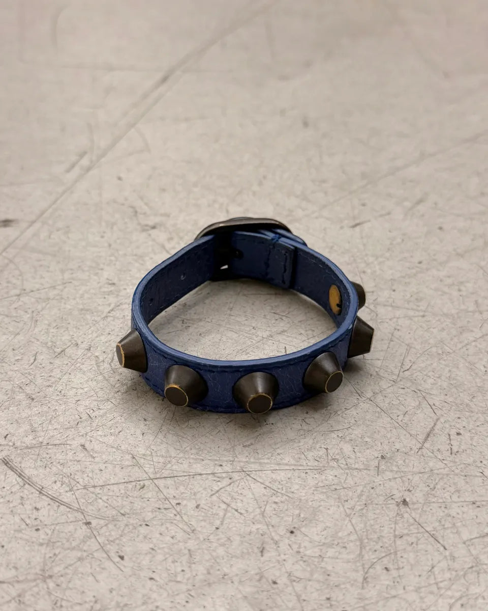 AW2016 Balenciaga Navy Leather Studded Bracelet zjdDkyV 4