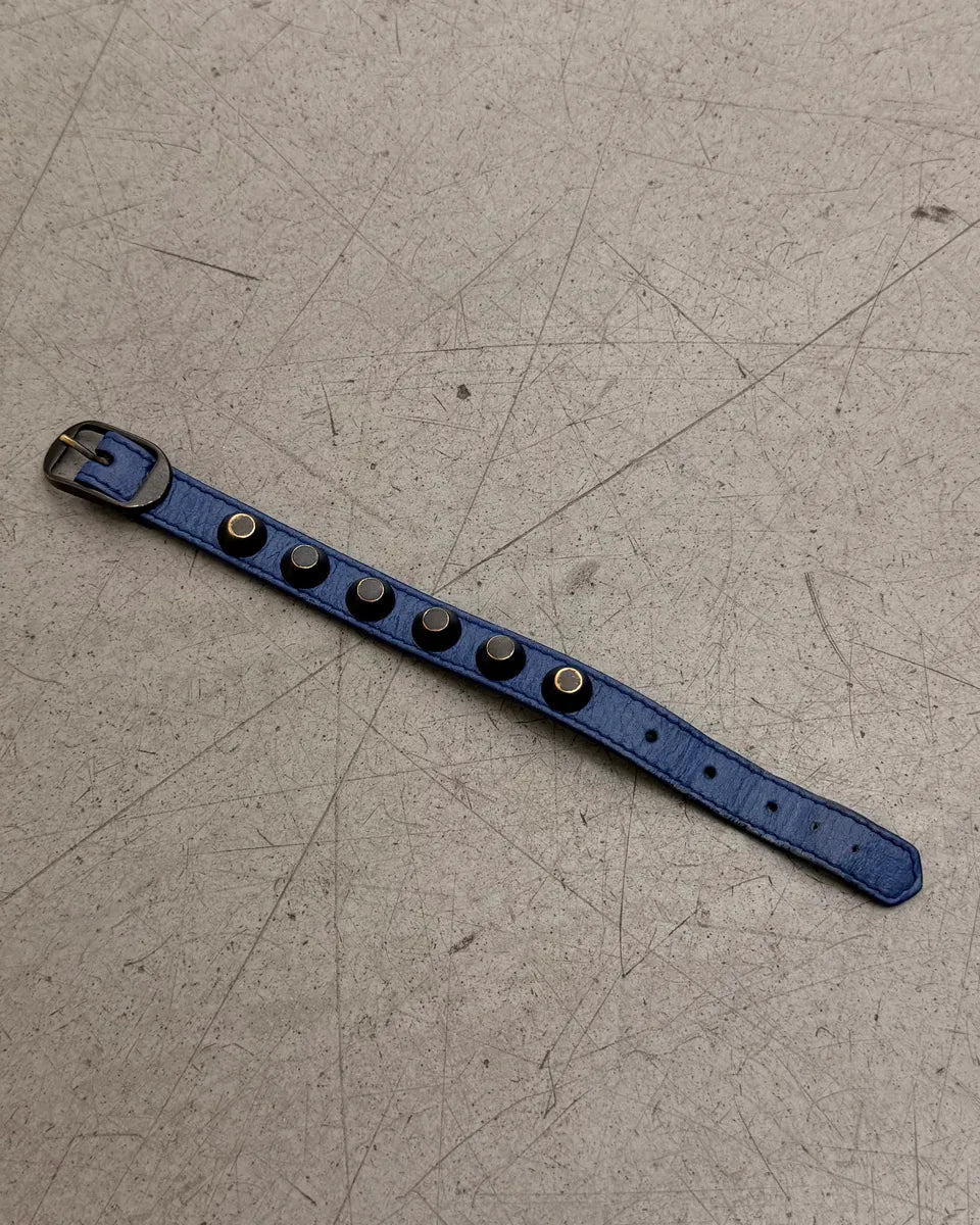 AW2016 Balenciaga Navy Leather Studded Bracelet zjdDkyV 7