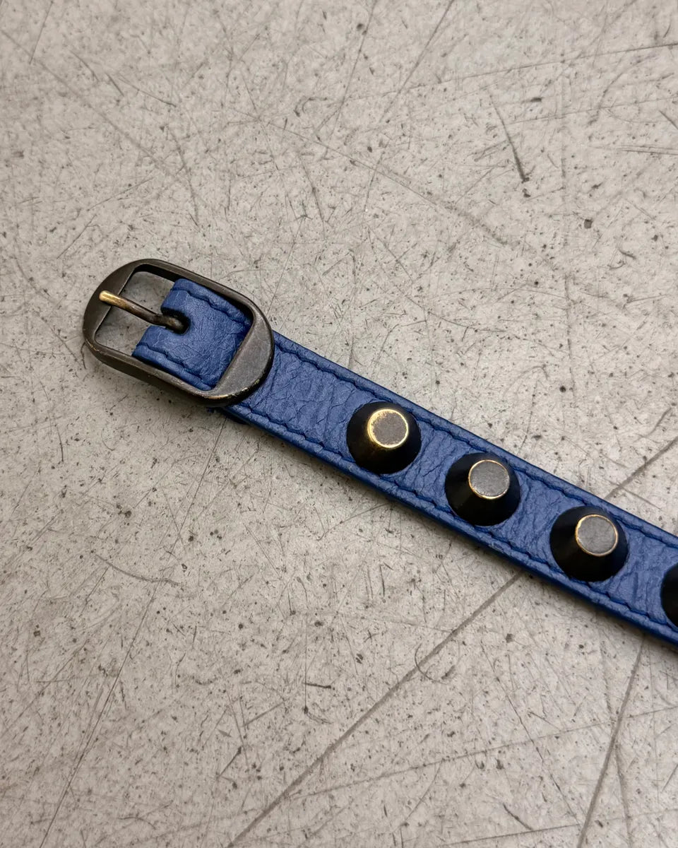 AW2016 Balenciaga Navy Leather Studded Bracelet zjdDkyV 8