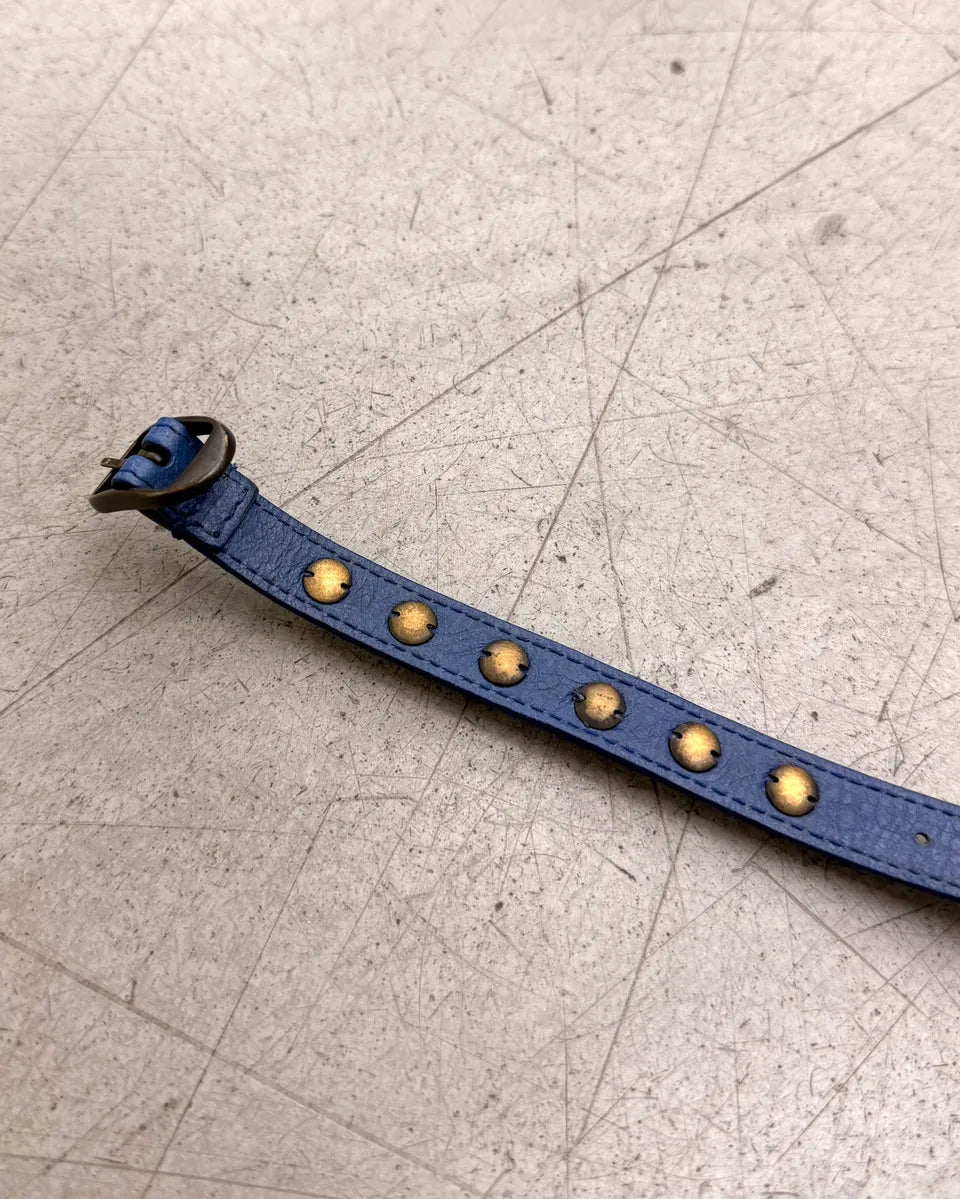 AW2016 Balenciaga Navy Leather Studded Bracelet zjdDkyV 9