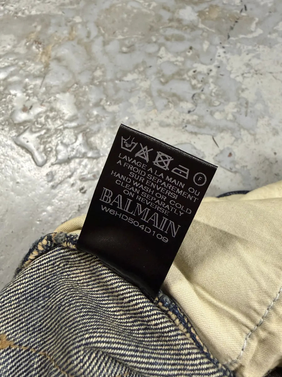 AW2016 Balmain Biker Blue Faded Denim Slim Jeans PaCJcBR 7