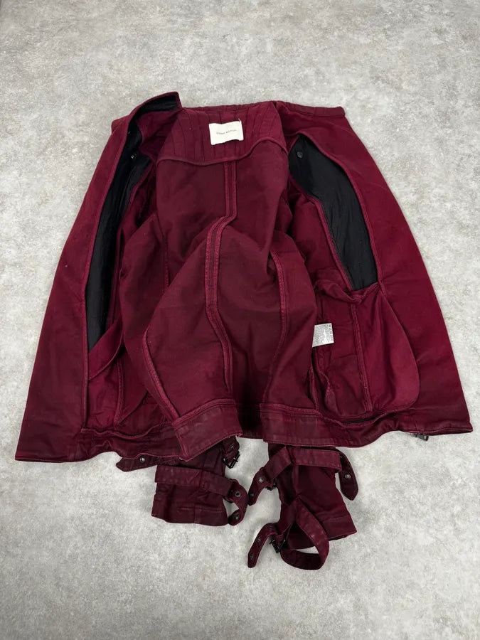 AW2016 Balmain Burgundy Red Biker Jacket qbnEtHu 7