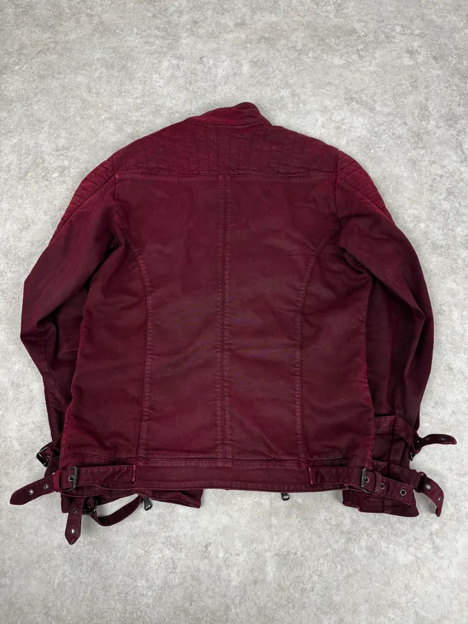 AW2016 Balmain Burgundy Red Biker Jacket qbnEtHu 4