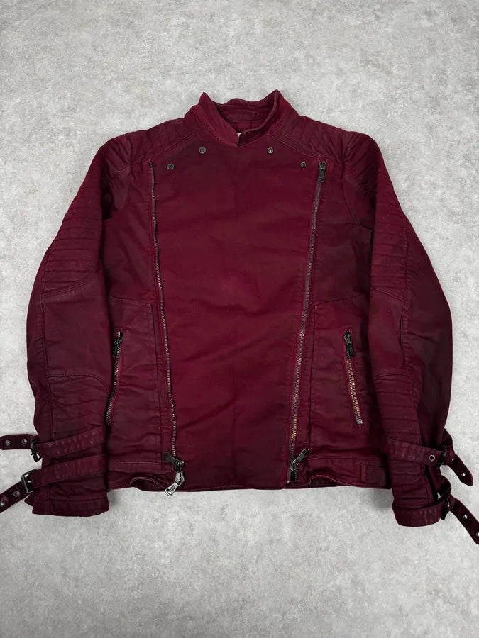 AW2016 Balmain Burgundy Red Biker Jacket qbnEtHu 1