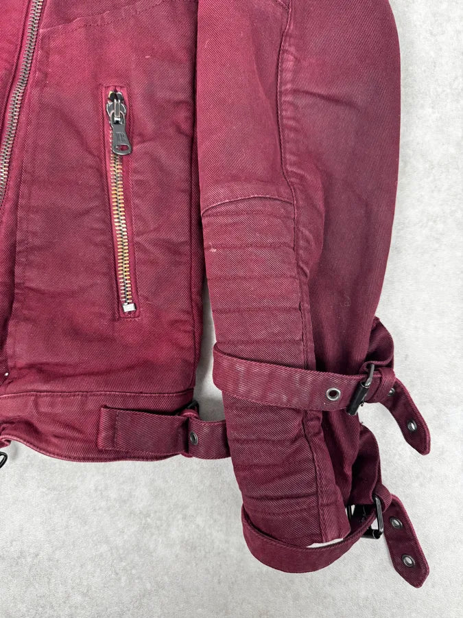 AW2016 Balmain Burgundy Red Biker Jacket qbnEtHu 8