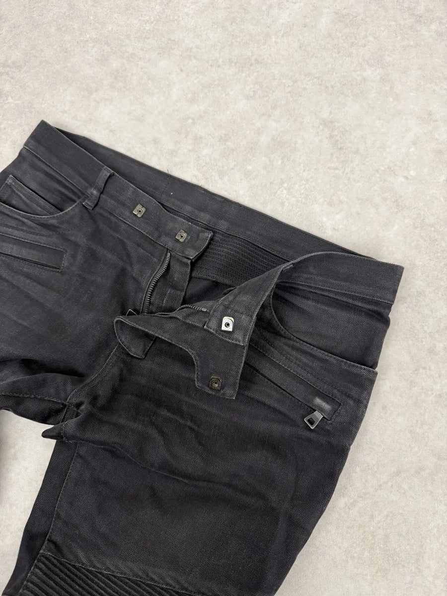 AW2016 Balmain Dark Grey Avant-Garde Biker Denim Jeans DyNYjTk 12