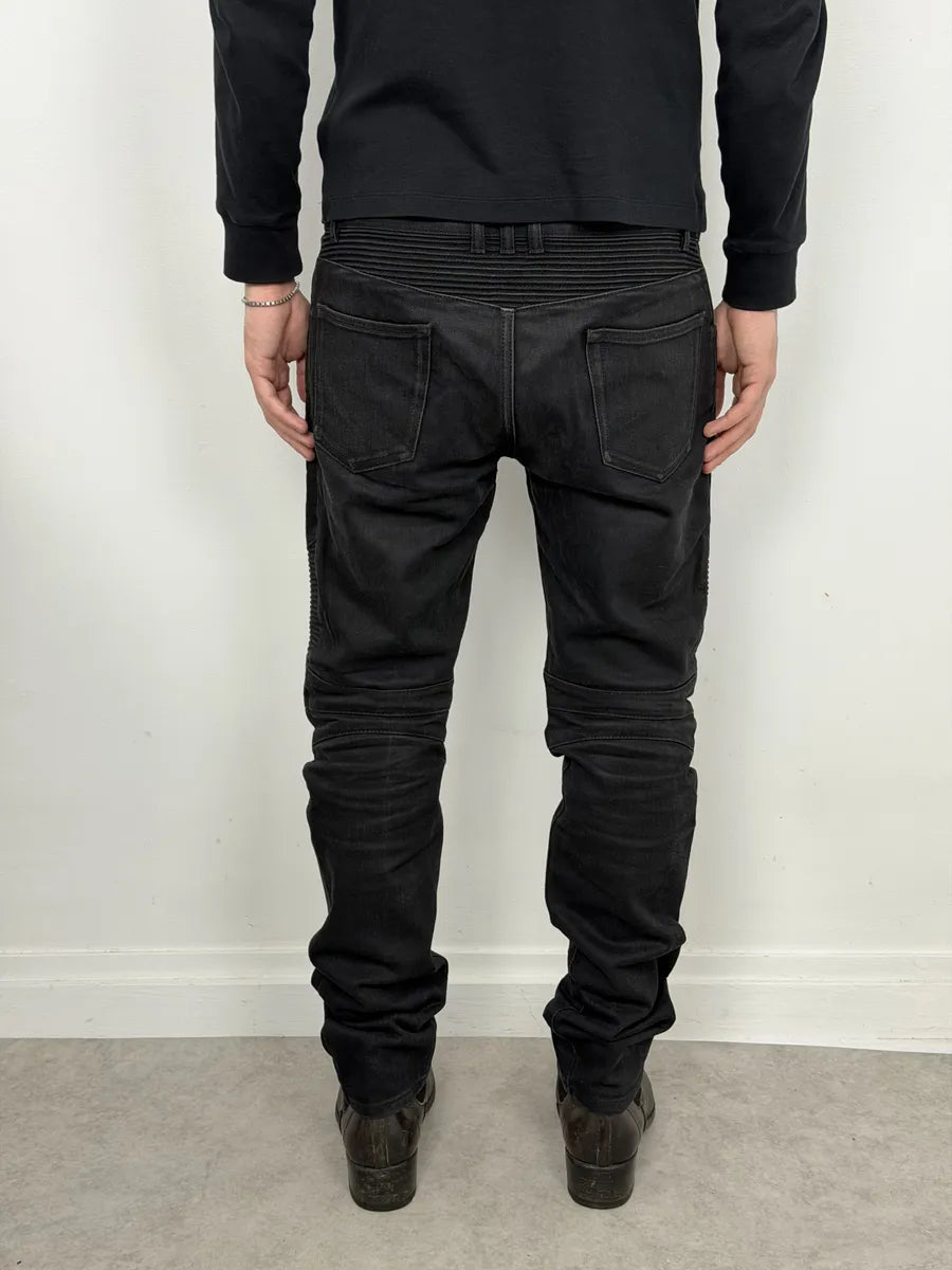 AW2016 Balmain Dark Grey Avant-Garde Biker Denim Jeans DyNYjTk 3