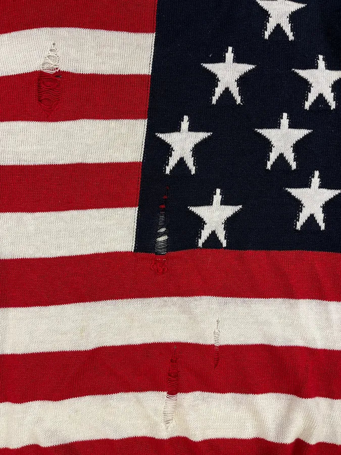 AW2016 Balmain Distressed American Flag Wool Sweater (M/L) 4