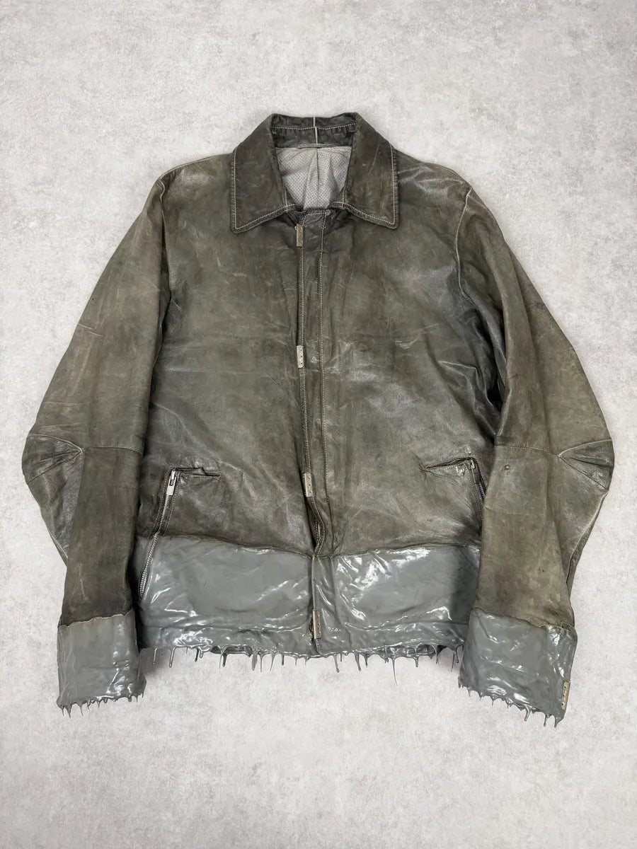 AW2016 Carol Christian Poell Drip Scarstitch Grey Leather Jacket rYsJgVp 0