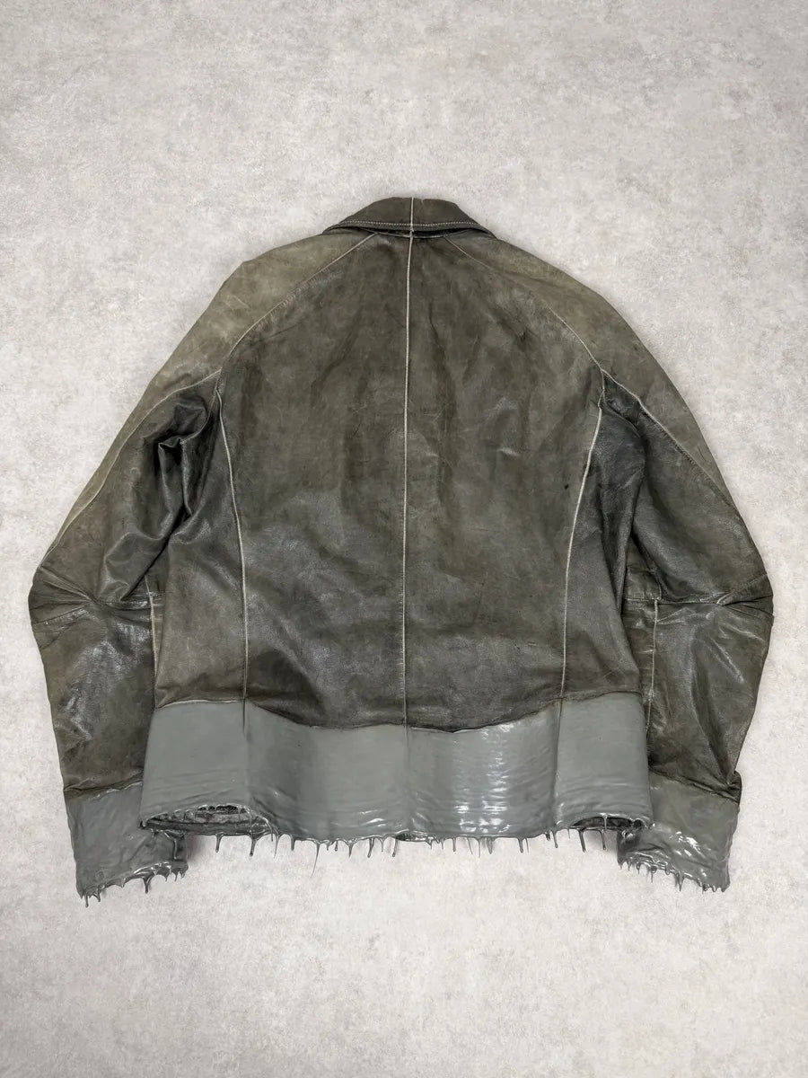 AW2016 Carol Christian Poell Drip Scarstitch Grey Leather Jacket rYsJgVp 1