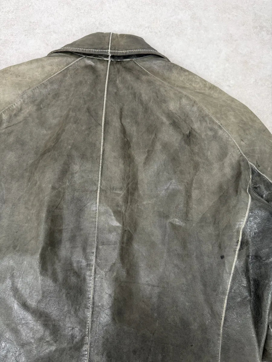 AW2016 Carol Christian Poell Drip Scarstitch Grey Leather Jacket rYsJgVp 10