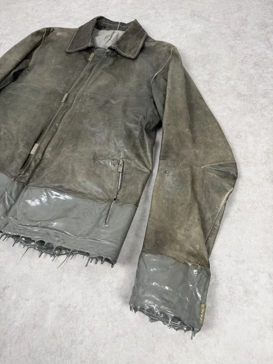 AW2016 Carol Christian Poell Drip Scarstitch Grey Leather Jacket rYsJgVp 11