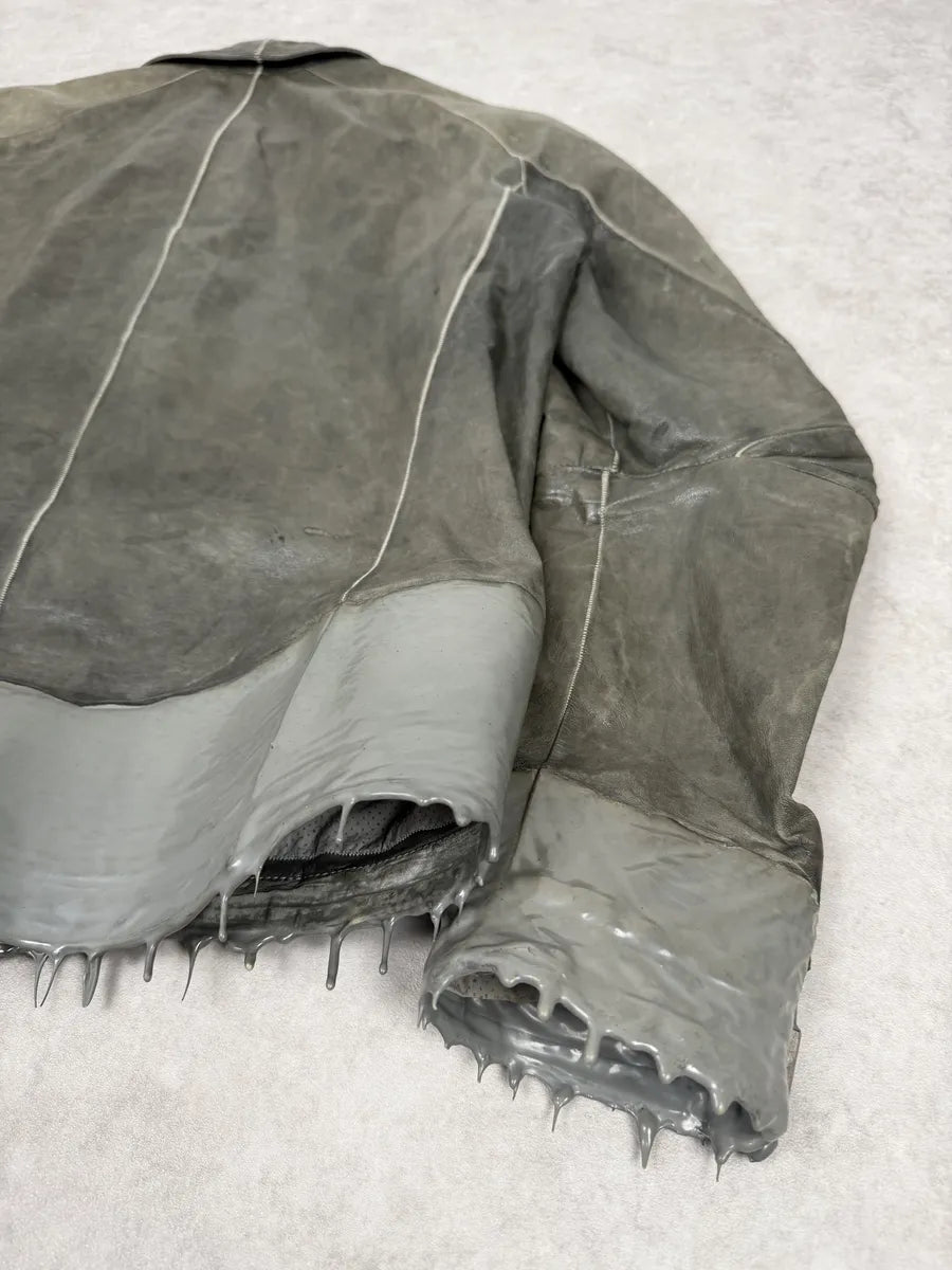 AW2016 Carol Christian Poell Drip Scarstitch Grey Leather Jacket rYsJgVp 12