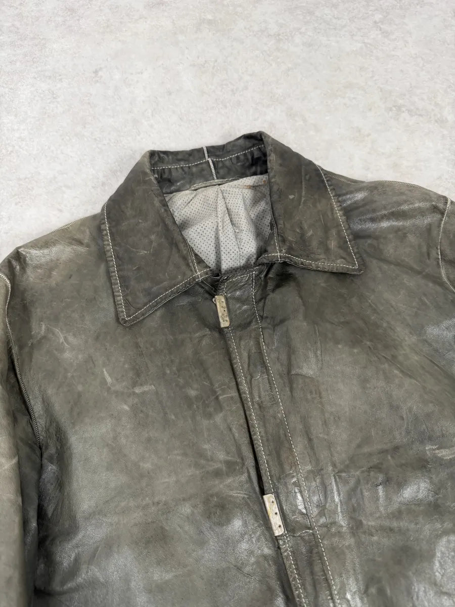 AW2016 Carol Christian Poell Drip Scarstitch Grey Leather Jacket rYsJgVp 13