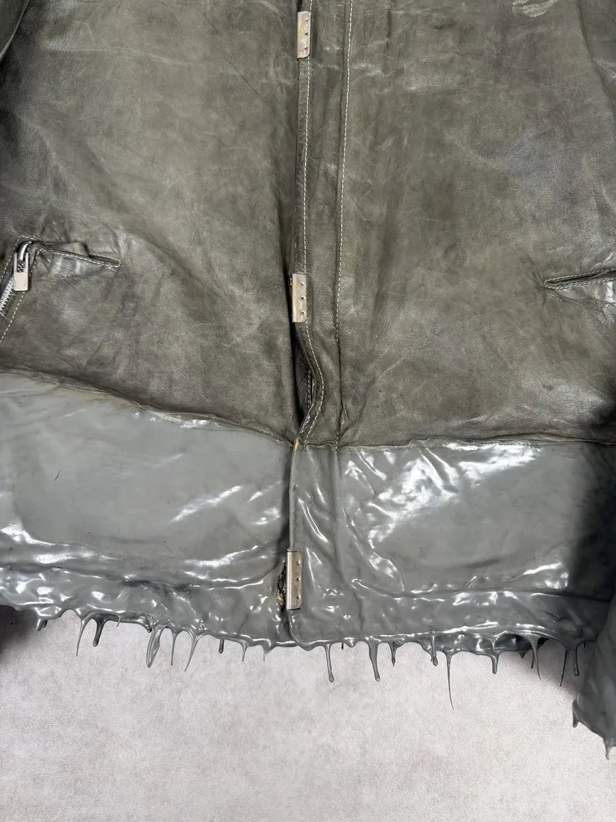 AW2016 Carol Christian Poell Drip Scarstitch Grey Leather Jacket rYsJgVp 14