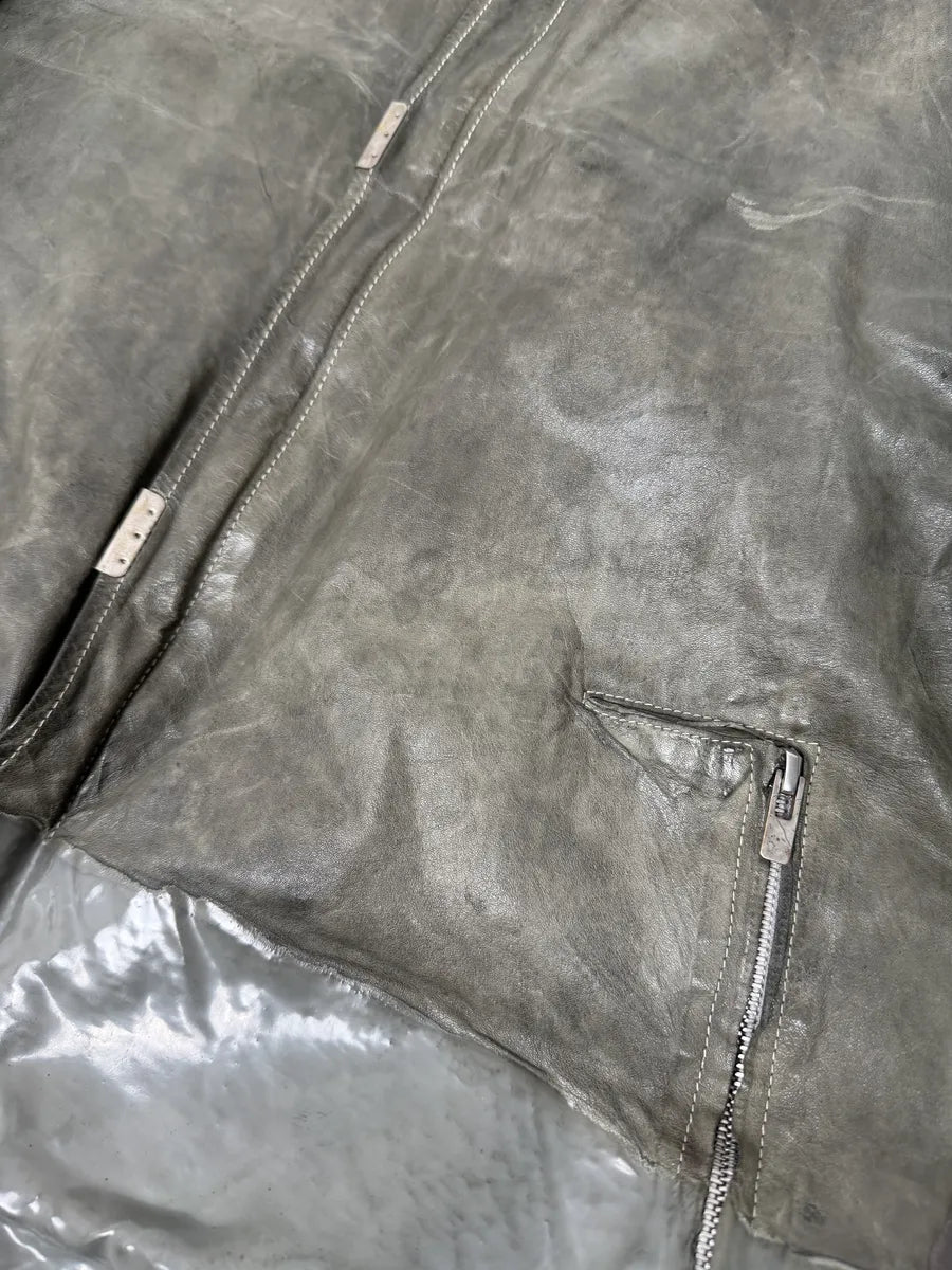 AW2016 Carol Christian Poell Drip Scarstitch Grey Leather Jacket rYsJgVp 15