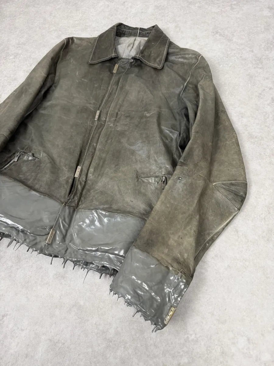 AW2016 Carol Christian Poell Drip Scarstitch Grey Leather Jacket rYsJgVp 2