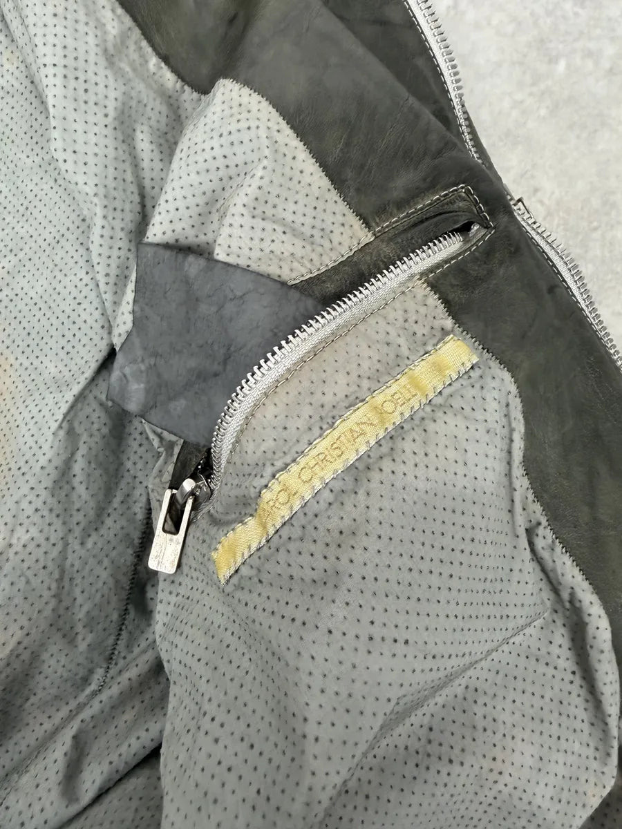 AW2016 Carol Christian Poell Drip Scarstitch Grey Leather Jacket rYsJgVp 20