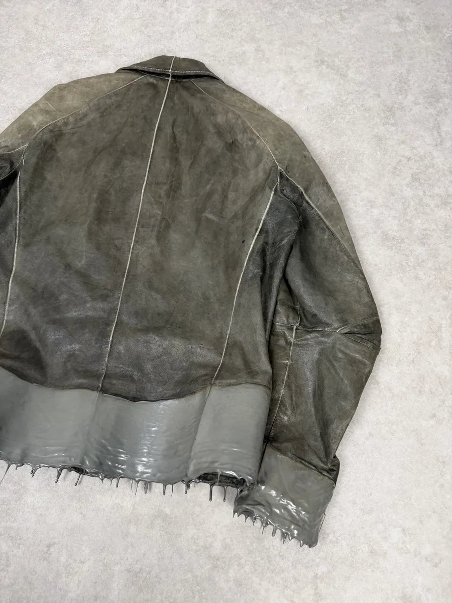 AW2016 Carol Christian Poell Drip Scarstitch Grey Leather Jacket rYsJgVp 3