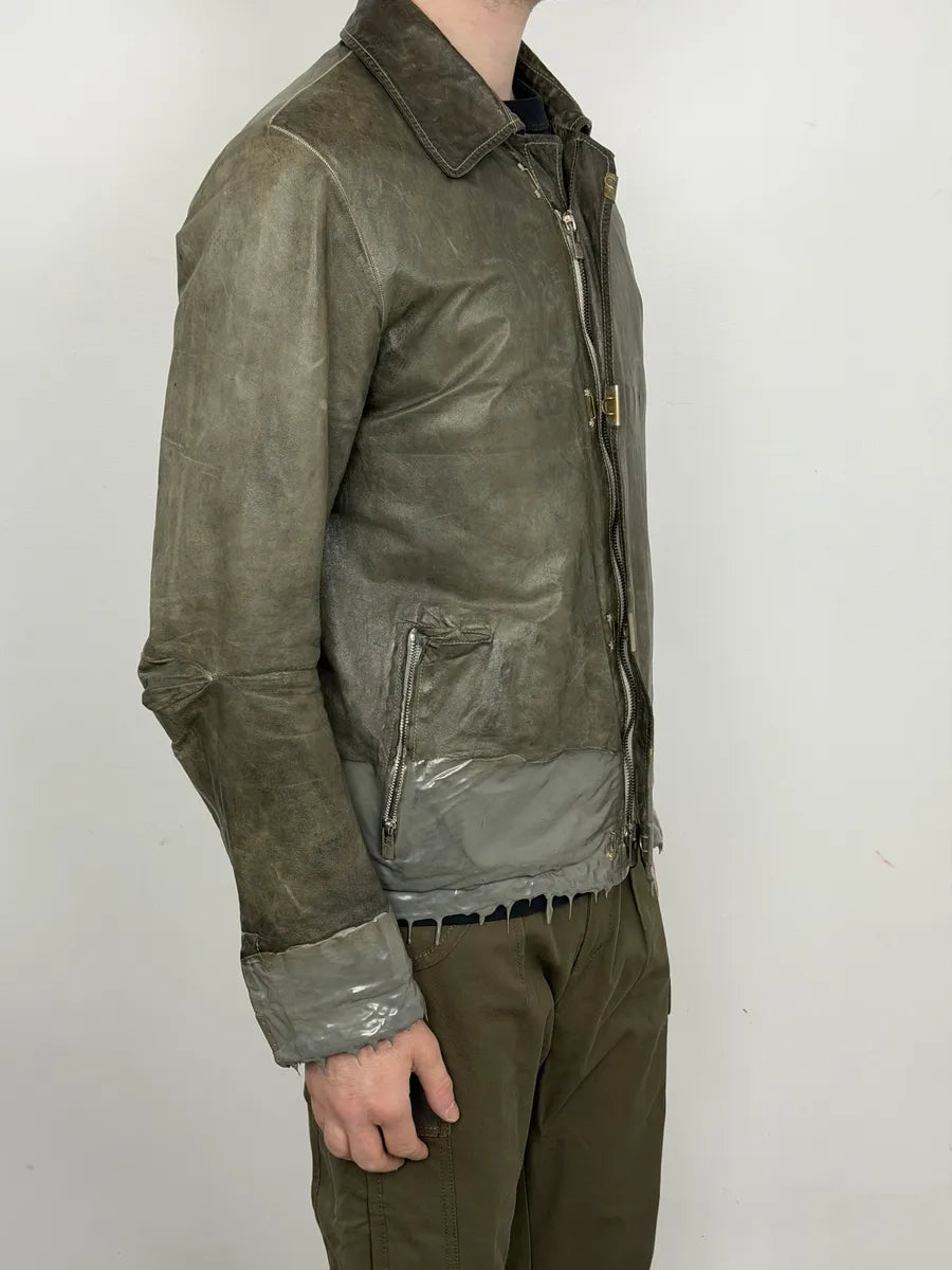 AW2016 Carol Christian Poell Drip Scarstitch Grey Leather Jacket rYsJgVp 4