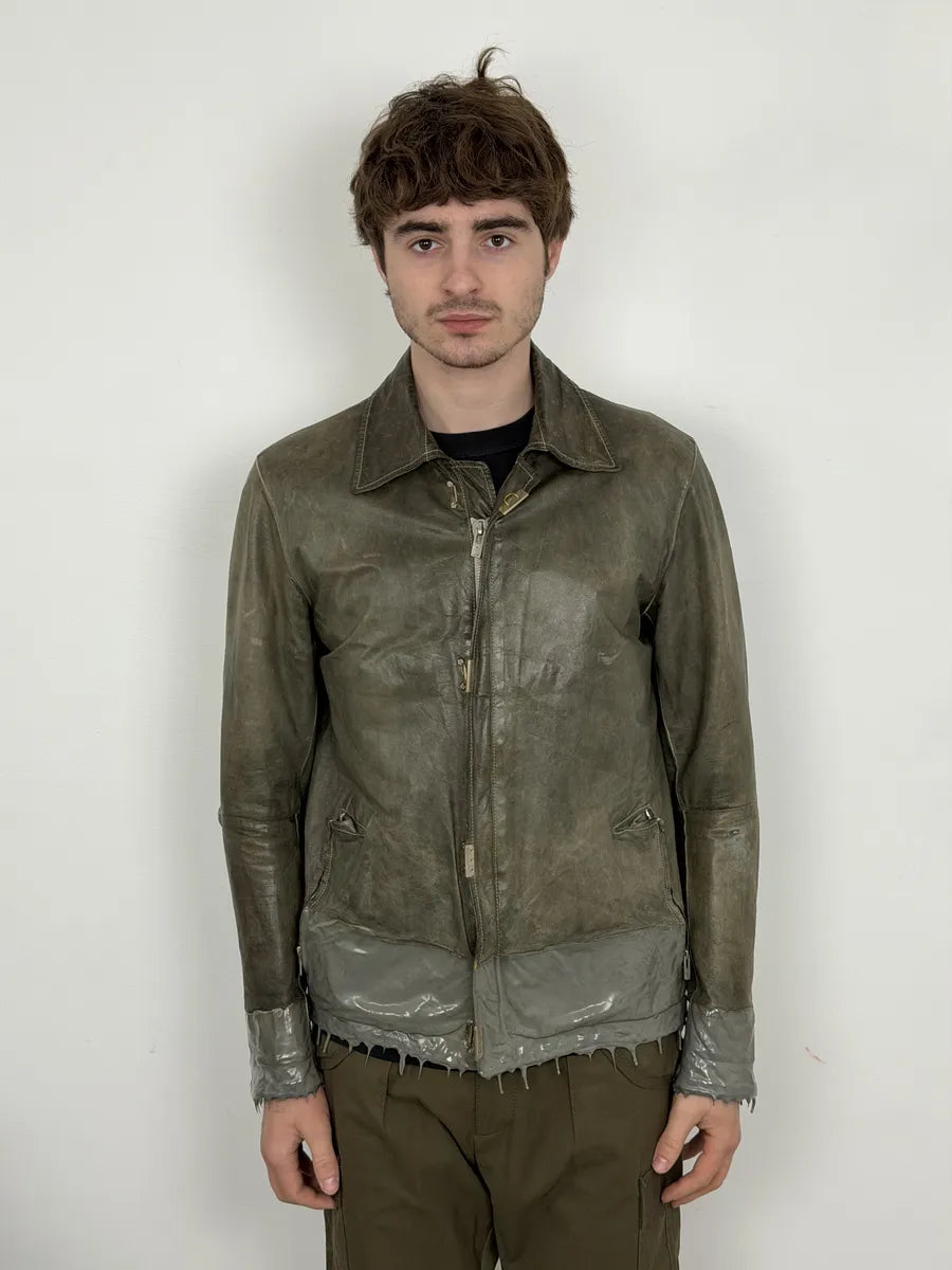 AW2016 Carol Christian Poell Drip Scarstitch Grey Leather Jacket rYsJgVp 5