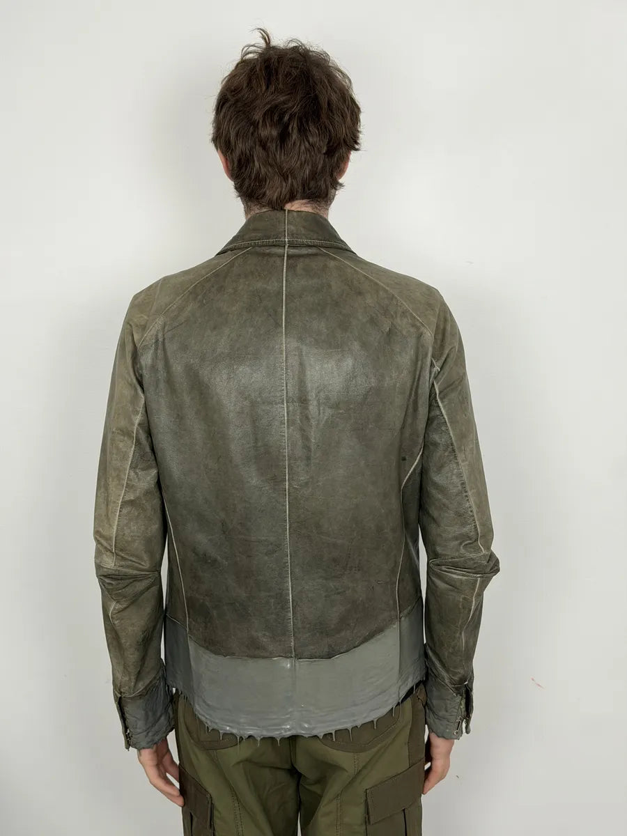 AW2016 Carol Christian Poell Drip Scarstitch Grey Leather Jacket rYsJgVp 6