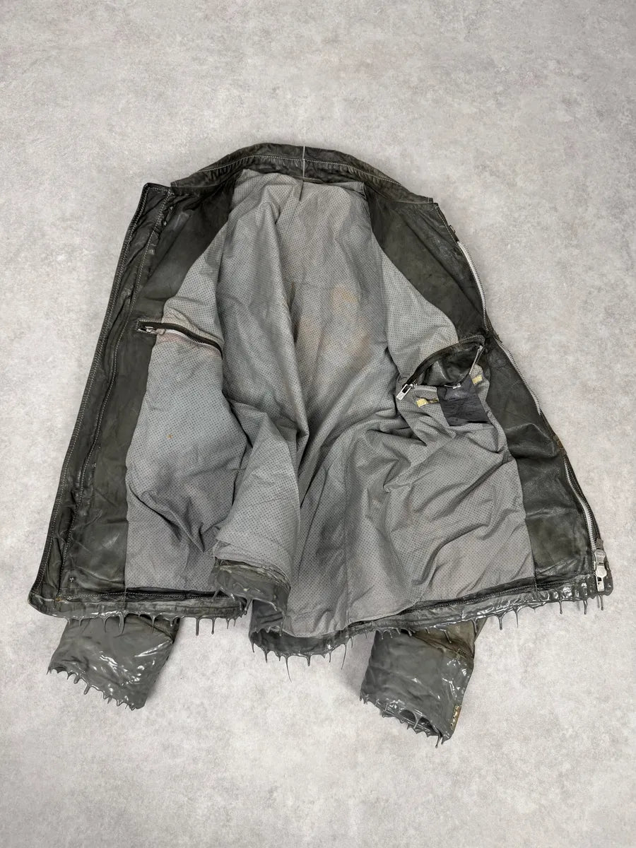 AW2016 Carol Christian Poell Drip Scarstitch Grey Leather Jacket rYsJgVp 7