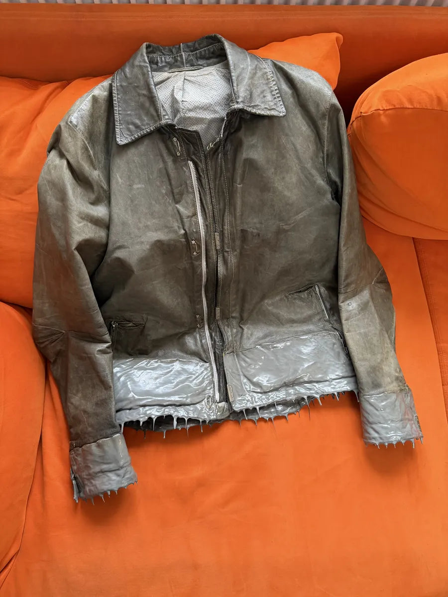 AW2016 Carol Christian Poell Drip Scarstitch Grey Leather Jacket rYsJgVp 8