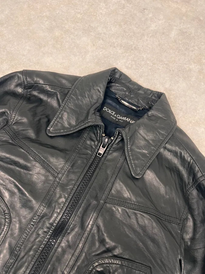 AW2016 Dolce & Gabbana Black Multi Zips Mafia Leather Jacket kBspFTo 4