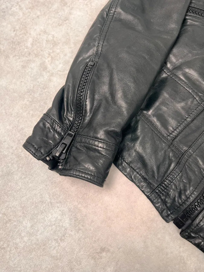 AW2016 Dolce & Gabbana Black Multi Zips Mafia Leather Jacket kBspFTo 5