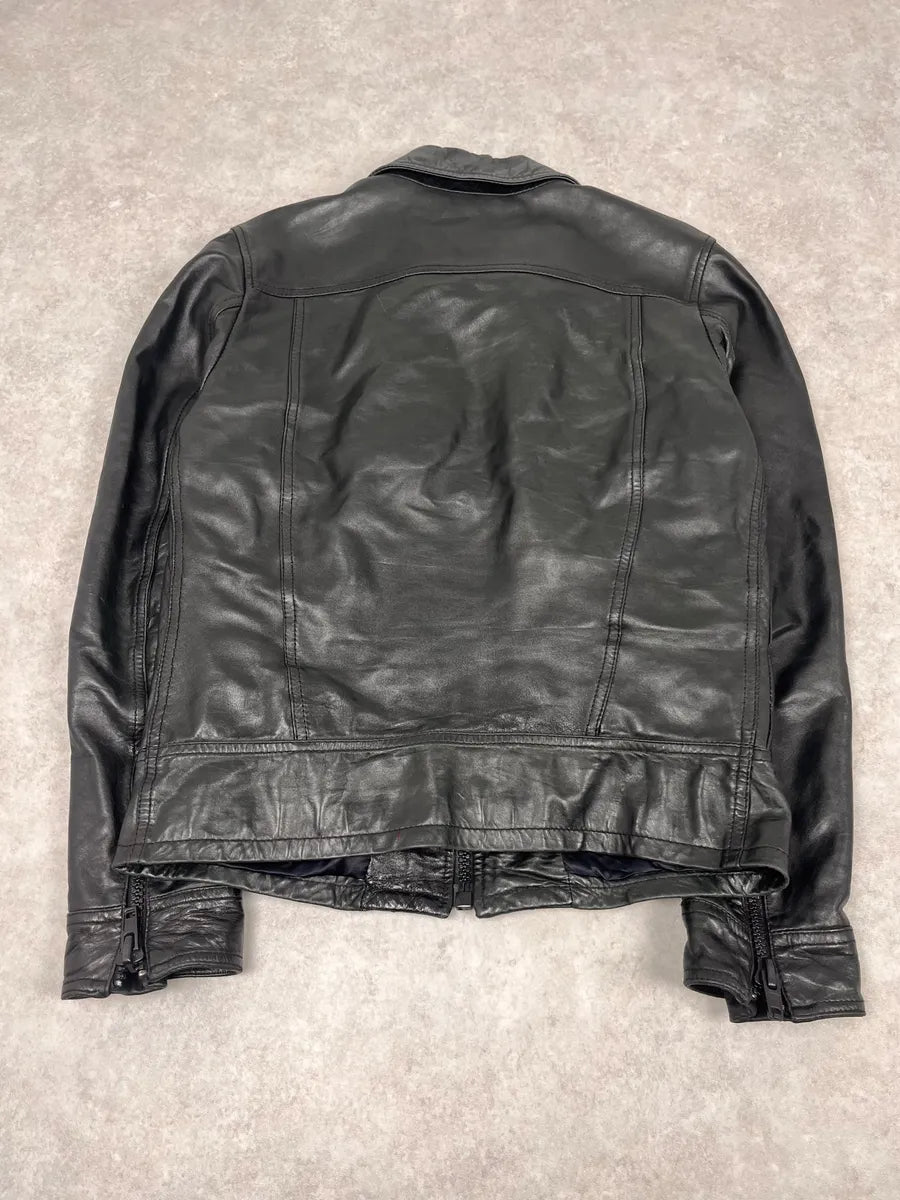 AW2016 Dolce & Gabbana Black Multi Zips Mafia Leather Jacket kBspFTo 6