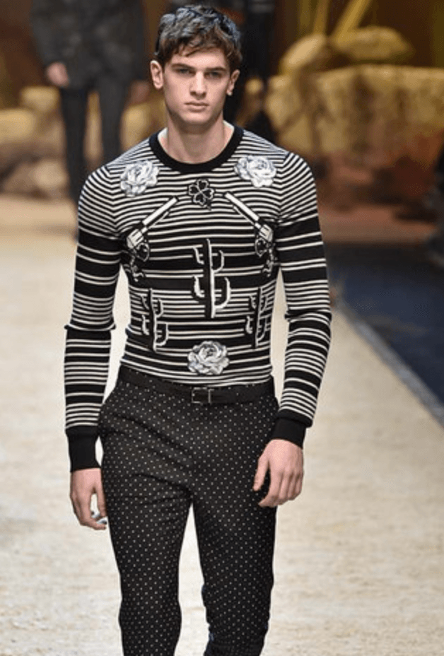AW2016 Dolce & Gabbana Far West Gun Stripes Black & White Sweater NSdQbMa 1