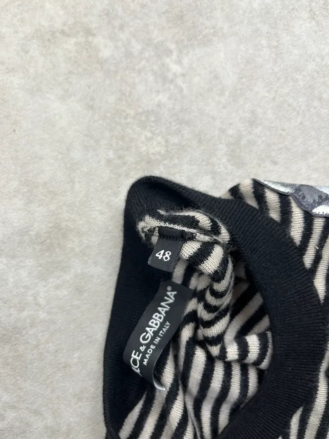 AW2016 Dolce & Gabbana Far West Gun Stripes Black & White Sweater NSdQbMa 10
