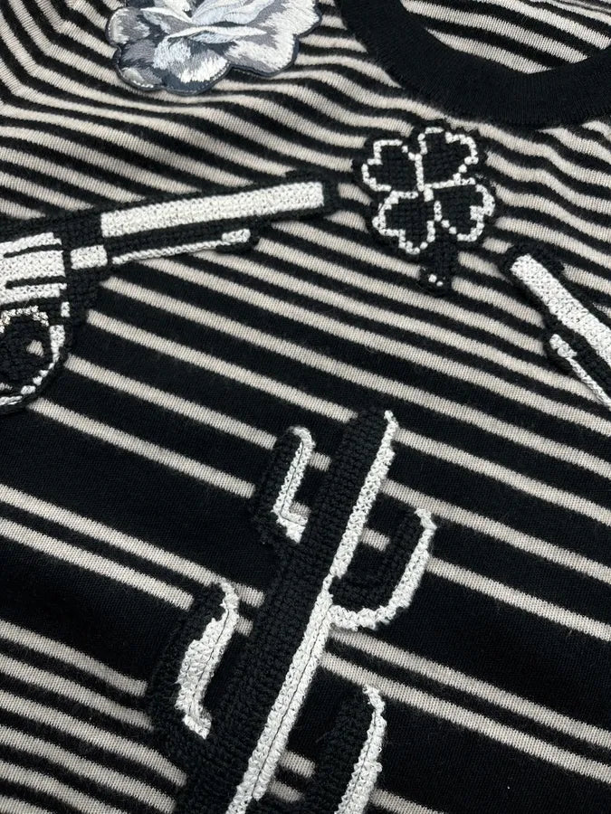 AW2016 Dolce & Gabbana Far West Gun Stripes Black & White Sweater NSdQbMa 6