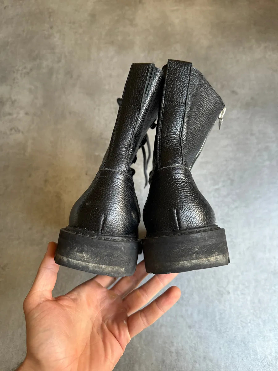 AW2016 Dries Van Noten Combat Size Zip Black Leather Boots soNRcHo 3