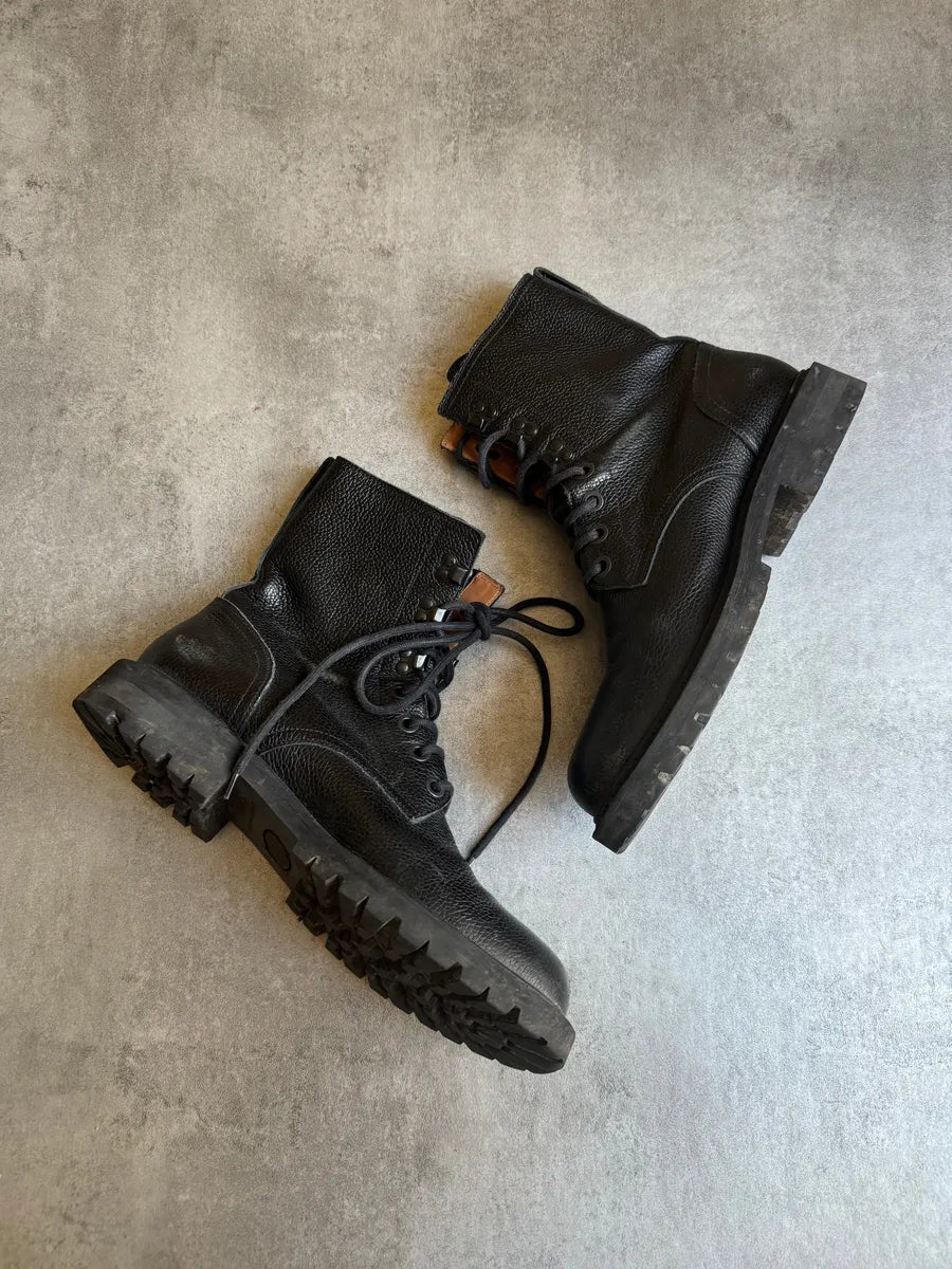 AW2016 Dries Van Noten Combat Size Zip Black Leather Boots soNRcHo 4