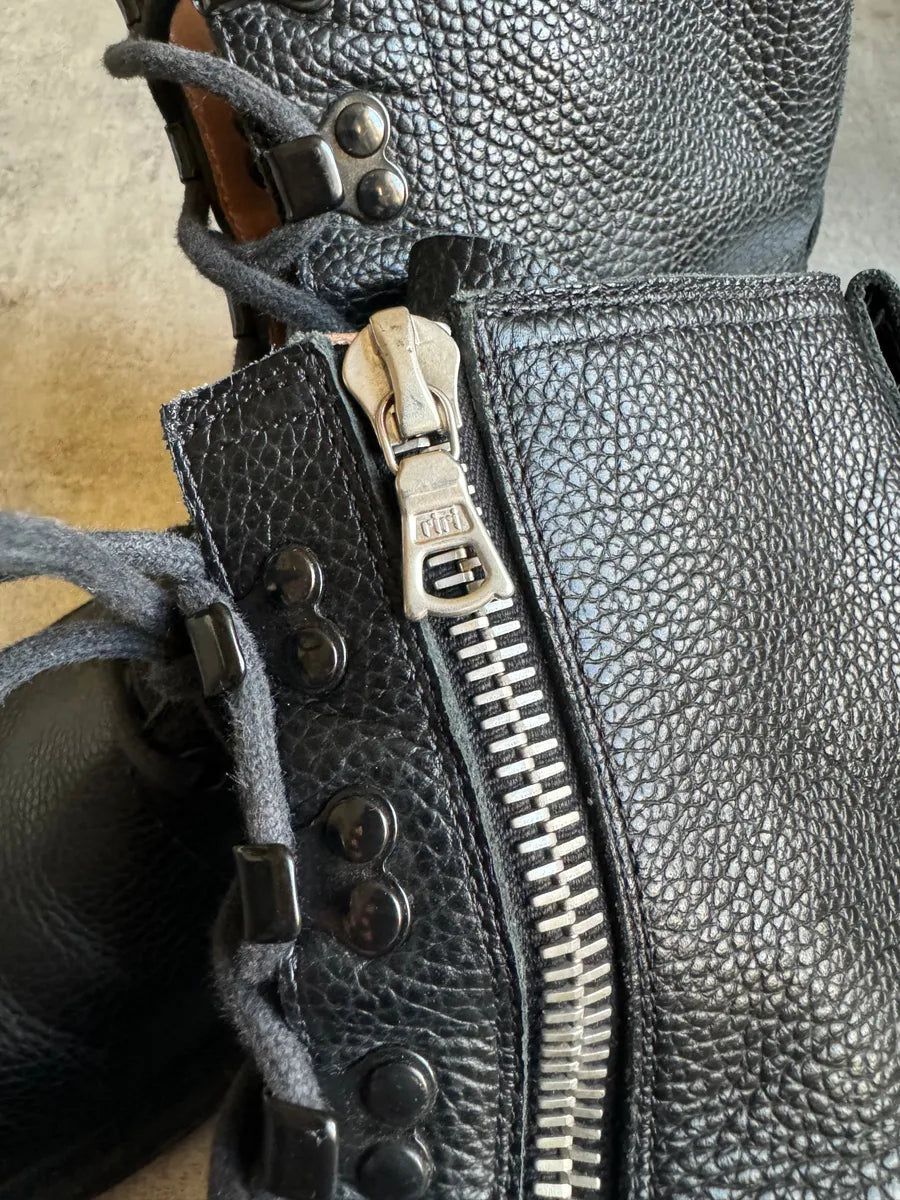 AW2016 Dries Van Noten Combat Size Zip Black Leather Boots soNRcHo 5