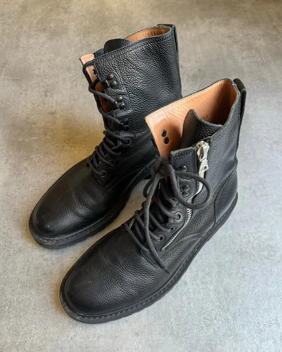 AW2016 Dries Van Noten Combat Size Zip Black Leather Boots soNRcHo 6