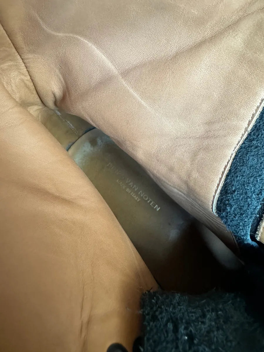 AW2016 Dries Van Noten Combat Size Zip Black Leather Boots soNRcHo 8