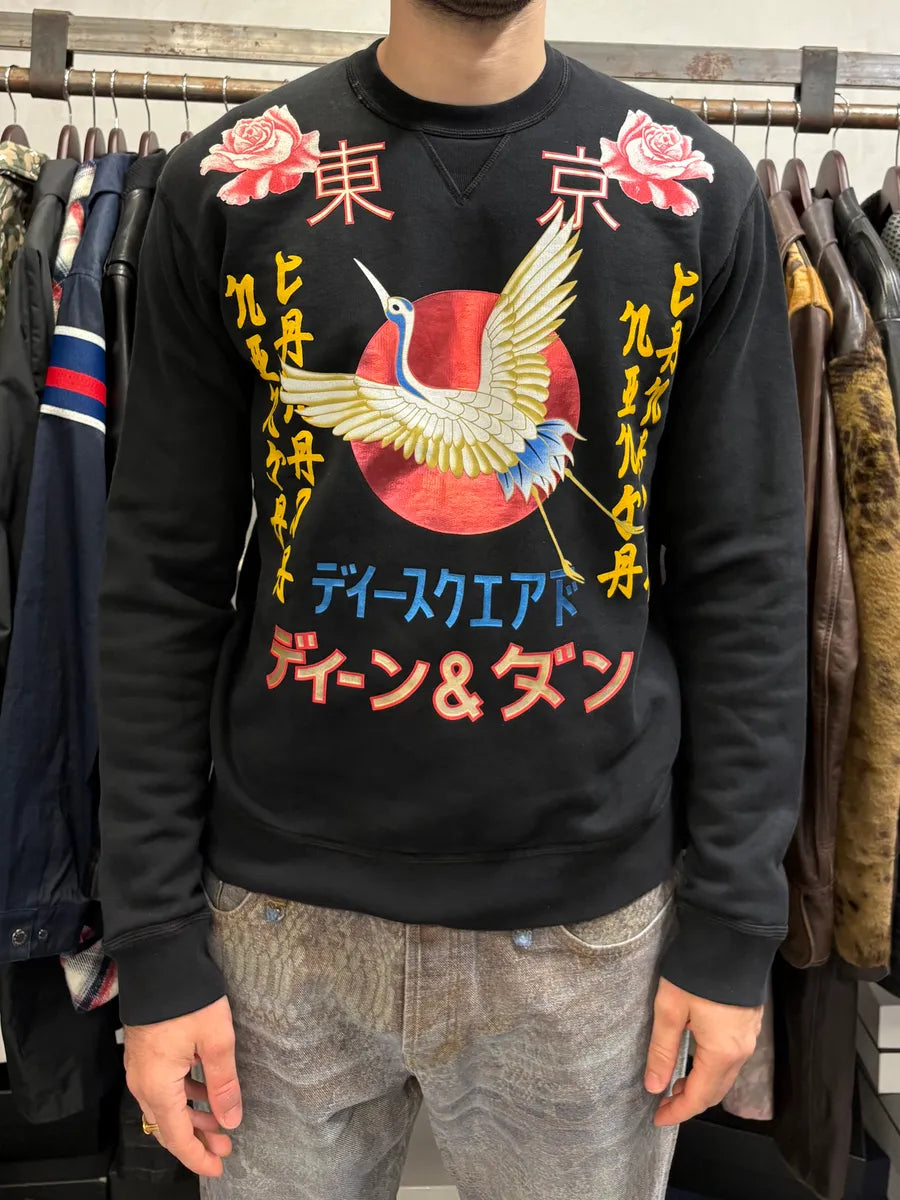 AW2016 Dsquared2 Asian Bird Black Sweater LMxKQKV 1
