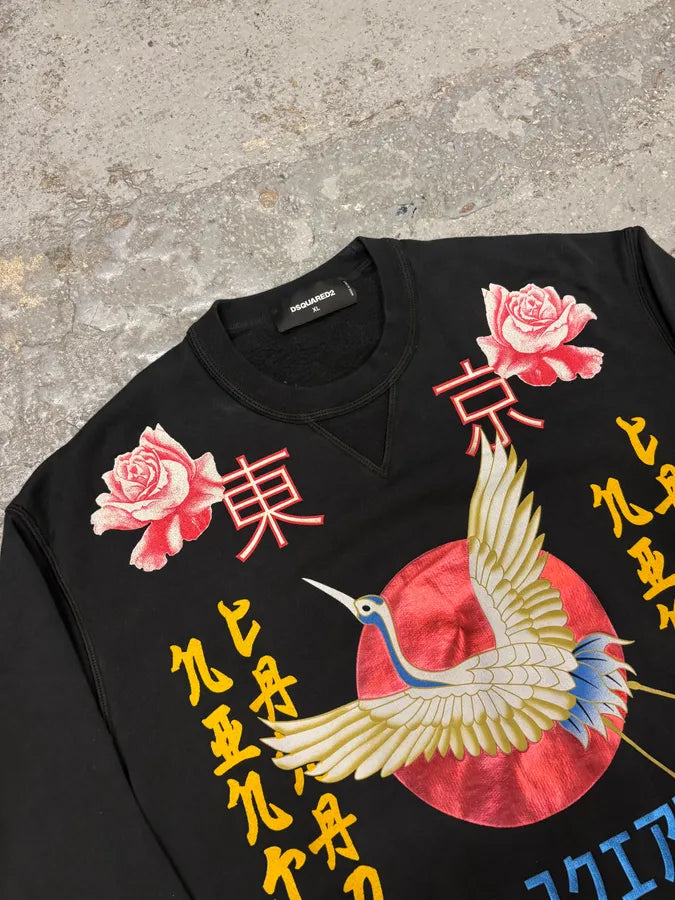 AW2016 Dsquared2 Asian Bird Black Sweater LMxKQKV 4